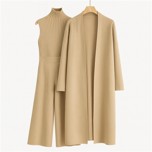 Women's 3-Piece Formal Set – Shirt, Overcoat and Casual Trousers