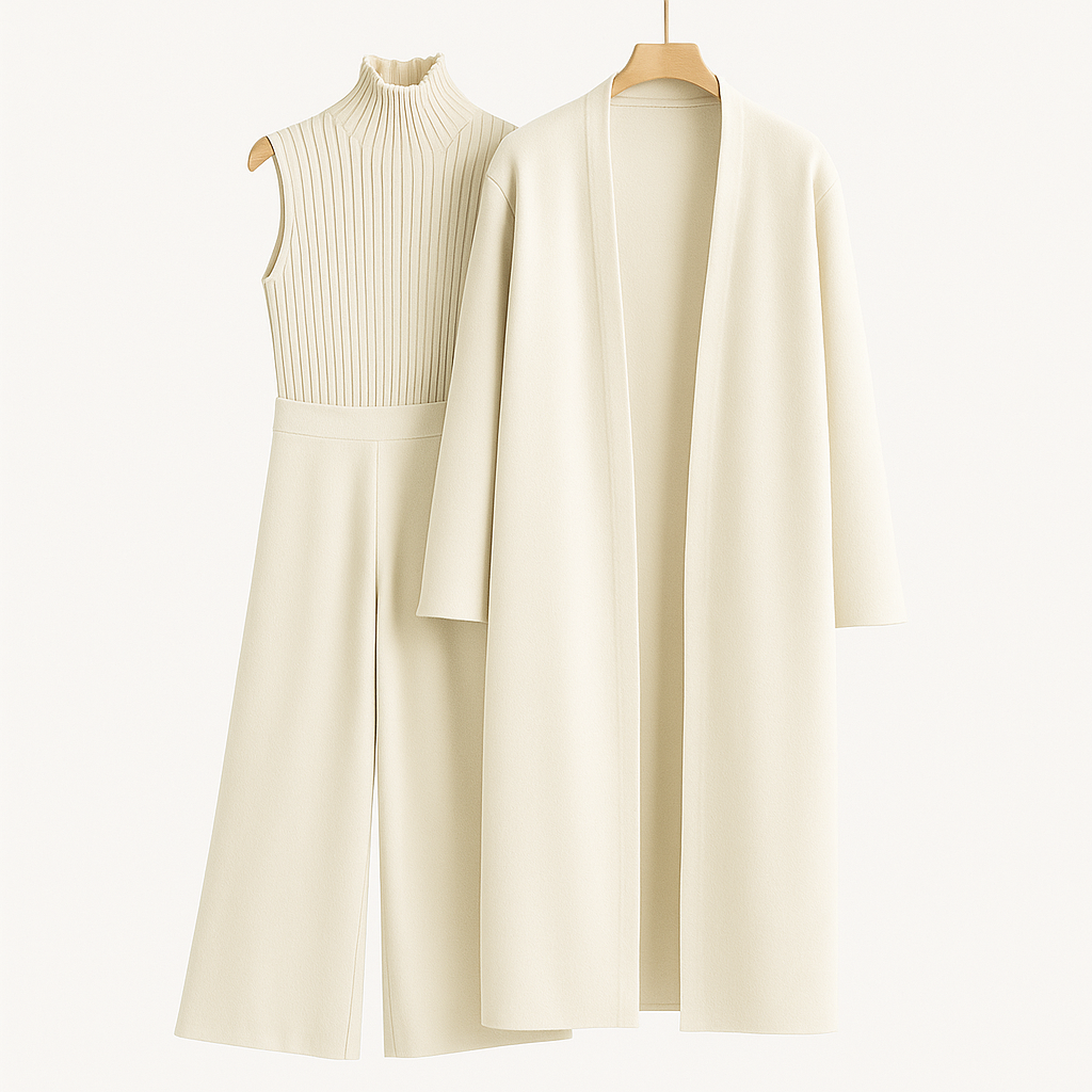 Women's 3-Piece Formal Set – Shirt, Overcoat and Casual Trousers