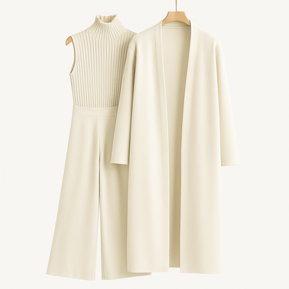 Women's 3-Piece Formal Set – Shirt, Overcoat and Casual Trousers