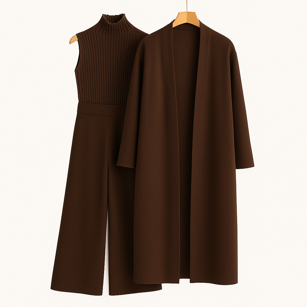 Women's 3-Piece Formal Set – Shirt, Overcoat and Casual Trousers