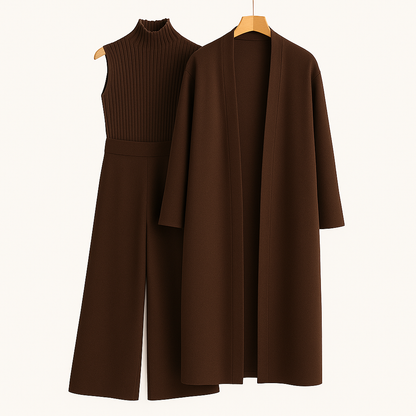 Women's 3-Piece Formal Set – Shirt, Overcoat and Casual Trousers