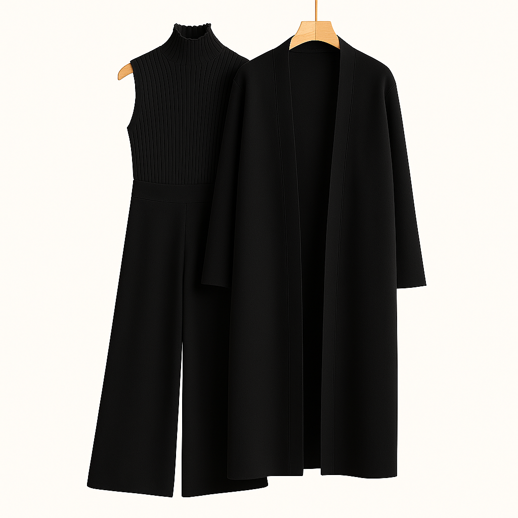 Women's 3-Piece Formal Set – Shirt, Overcoat and Casual Trousers