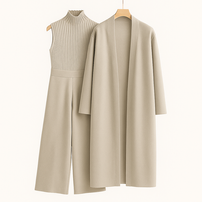 Women's 3-Piece Formal Set – Shirt, Overcoat and Casual Trousers