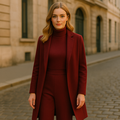 Women's 3-Piece Formal Set – Shirt, Overcoat and Casual Trousers
